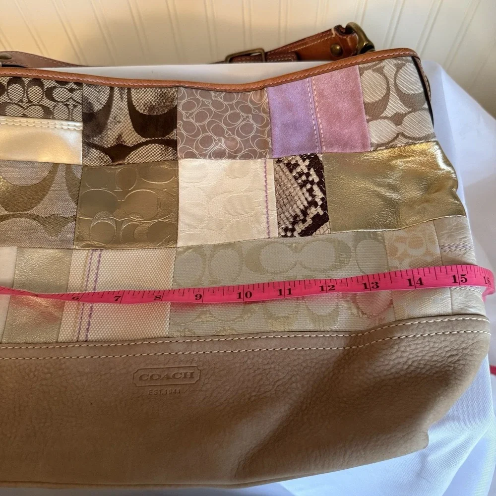 Vintage Coach Rainbow Multicolor Patchwork Shoulder Bag Purse Y2K Leather Suede
